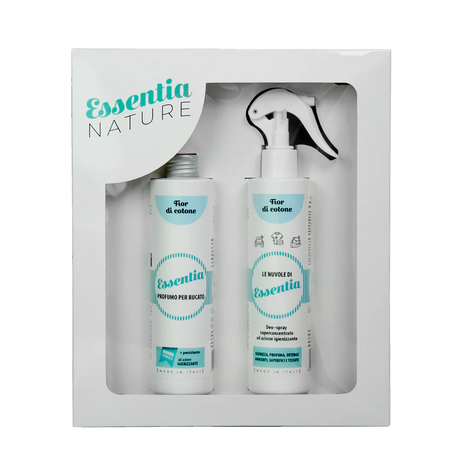 Gift Box Nuvole Spray Igienizzante profumato + Profumo Bucato 250 ml Fior di Cotone - Essentia