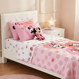 Completo Lenzuola Singolo Minnie Flowers 100% Cotone - Caleffi