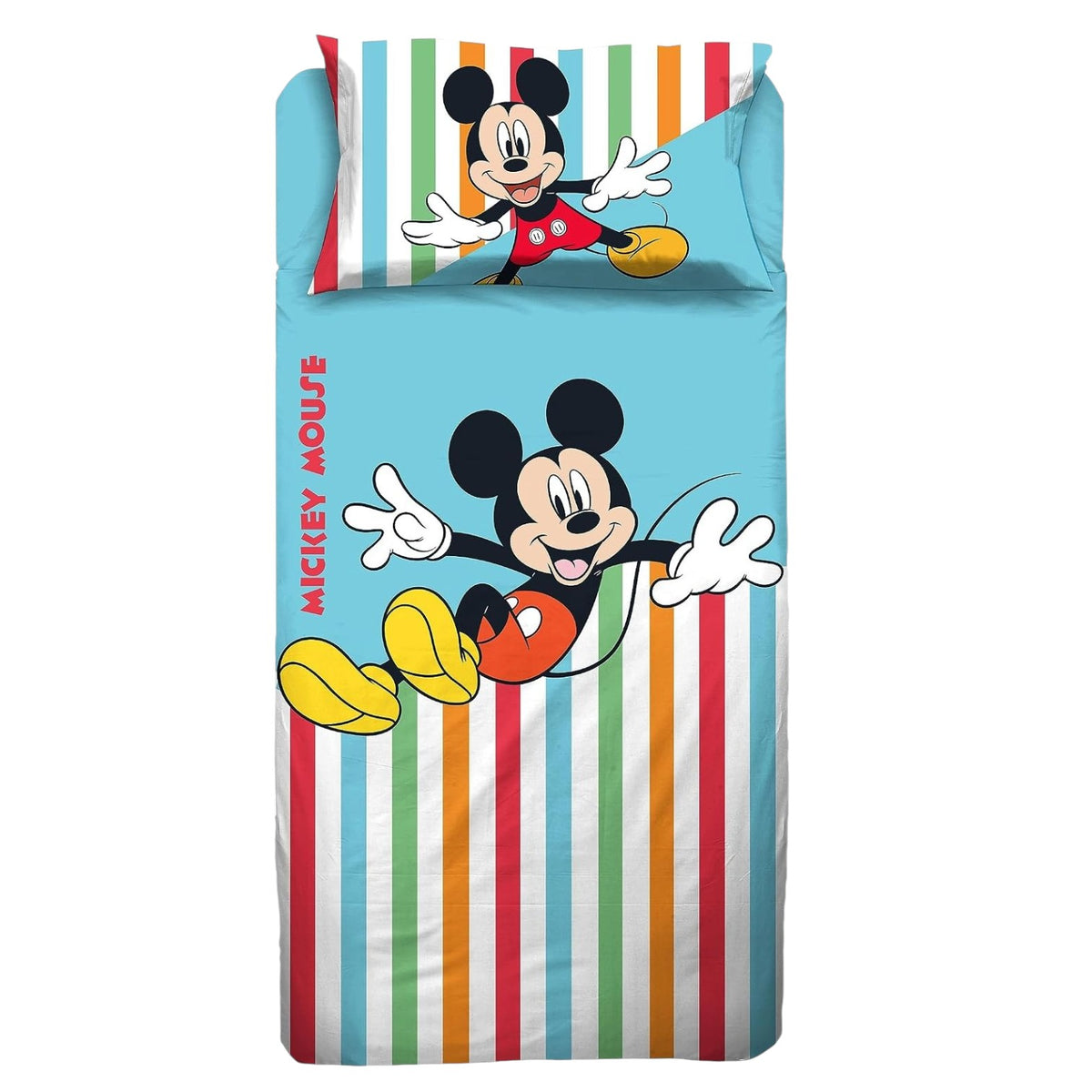 Completo Lenzuola Singolo Topolino Mickey Mouse Disney – 100% Cotone
