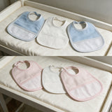 Set 3 Bavetti Neonato 100% Cotone con Inserto Tela Aida art. 191 dis. 007 - Mio Piccolo