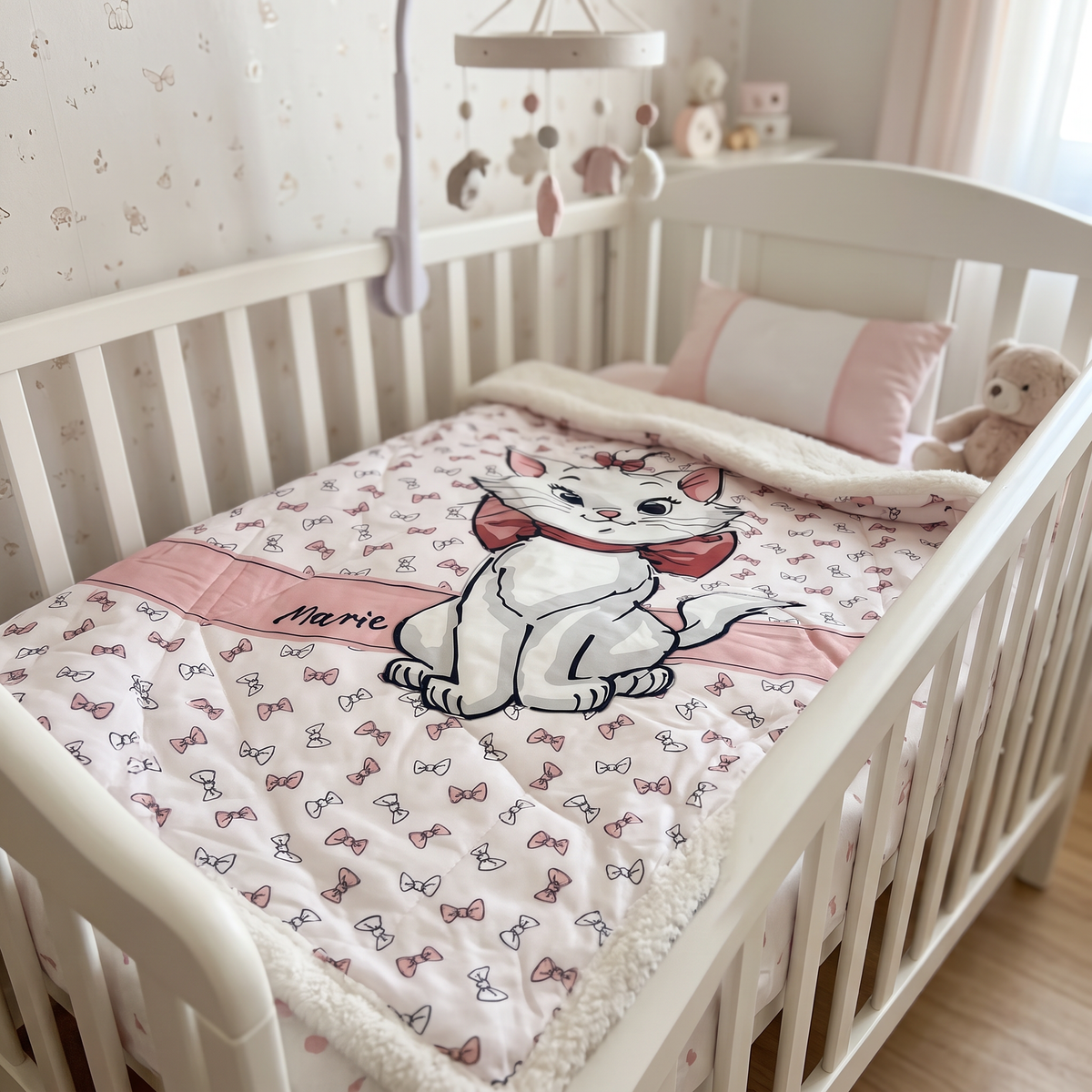 Trapunta Lettino Baby Marie Aristogatti in Microfibra con Pelliccetta 110x140 cm - Disney Ellepi