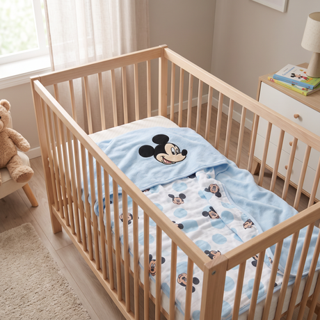 Copertina Mussola Baby Mickey & Minnie con Ricamo in Cotone e Bamboo - Disney