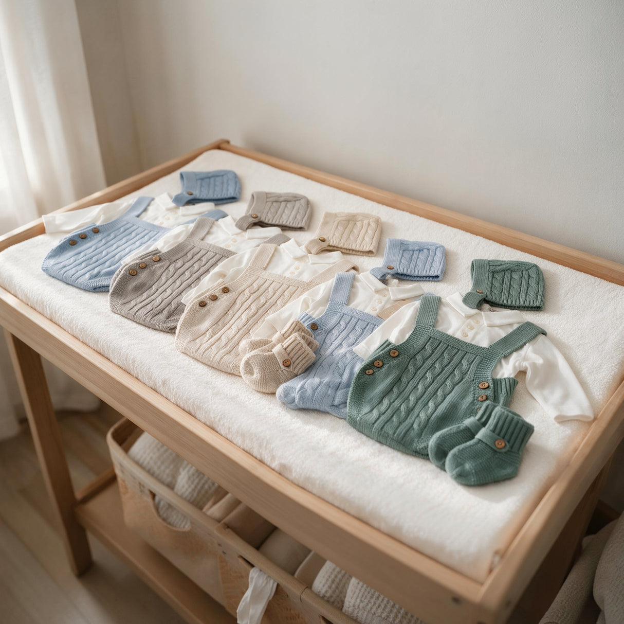 Set Neonato 4 Pezzi Pagliaccetto Effetto Lana con Camicia, Cappellino e Babbucce NG2036 - Nazareno Gabrielli