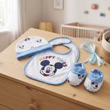 Set Nascita 3 Pezzi Cappellino, Babbucce e Bavaglino Minnie e Mickey Mouse - Disney Baby
