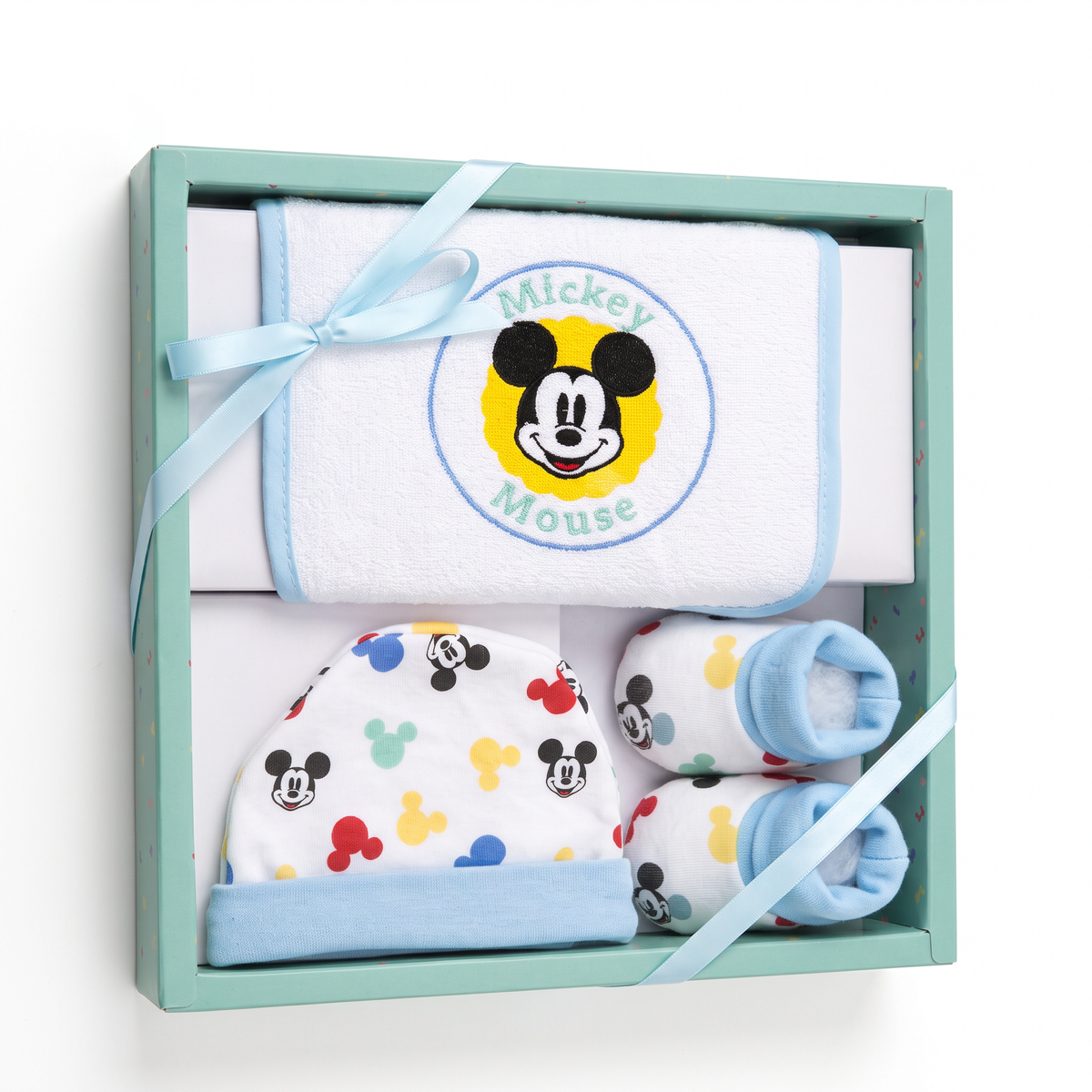 Set Nascita 3 Pezzi Cappellino, Babbucce e Bavaglino Minnie e Mickey Mouse - Disney Baby