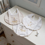 Set 3 Bavaglini Neonato Ricamati in Cotone art.305 dis.423 - Mio Piccolo