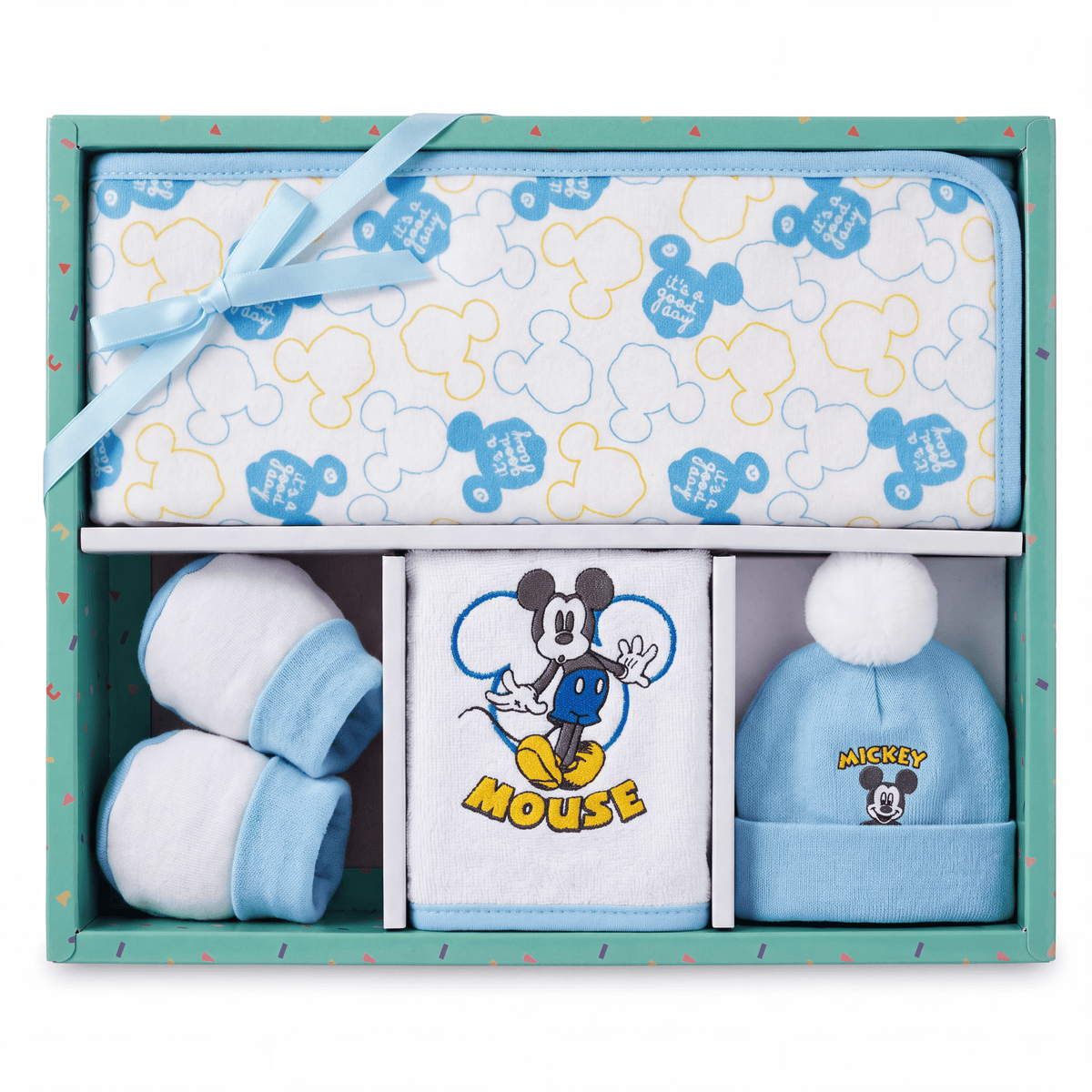 Set Nascita 4 Pezzi Cappellino, Babbucce, Bavaglino e Copertina Minnie e Mickey Mouse - Disney Baby