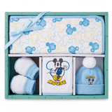 Set Nascita 4 Pezzi Cappellino, Babbucce, Bavaglino e Copertina Minnie e Mickey Mouse - Disney Baby