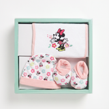 Set Nascita 3 Pezzi Cappellino, Babbucce e Bavaglino Minnie e Mickey Mouse - Disney Baby