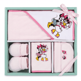 Set Nascita 4 Pezzi Cappellino, Babbucce, Bavaglino e Accappatoio a Triangolo Minnie e Mickey Mouse - Disney Baby