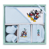 Set Nascita 4 Pezzi Cappellino, Babbucce, Bavaglino e Accappatoio a Triangolo Minnie e Mickey Mouse - Disney Baby