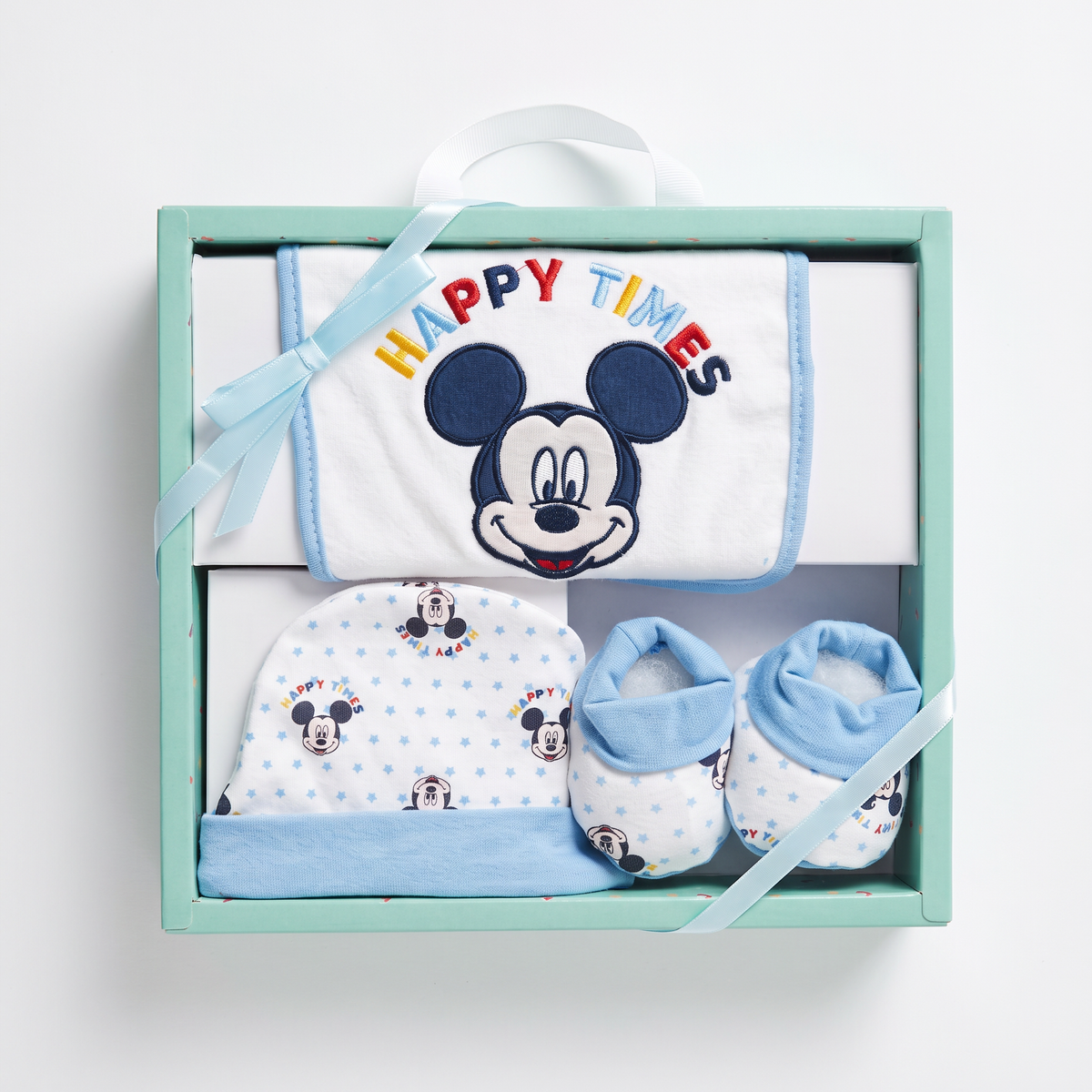 Set Nascita 3 Pezzi Cappellino, Babbucce e Bavaglino Minnie e Mickey Mouse - Disney Baby