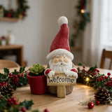 Vaso Decorativo Natalizio Babbo Natale "Welcome" in Resina - Arca