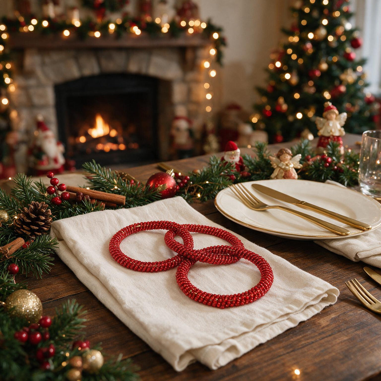 Set 4 Legatovaglioli Natalizi ANELLI - Hanna Home