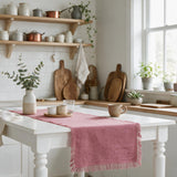 Runner da Tavola SAINT-TROPEZ con Orlo a Giorno e Frange 45x150cm - Preziosa Luxury Home