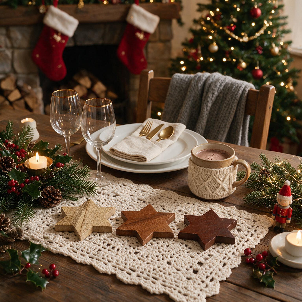 Sottobicchiere Natalizio in Legno STAR - Hoff Interieur