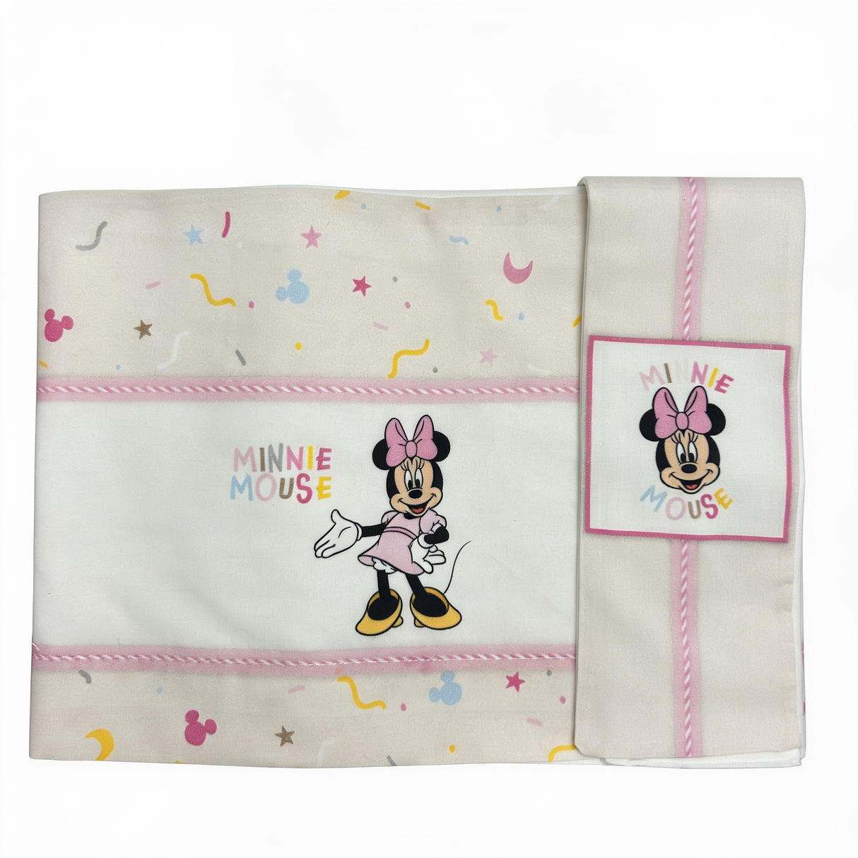 Completo lenzuola 3 pezzi culla/carrozzina Minnie Mouse Dolci Sogni 100% cotone - Disney Baby