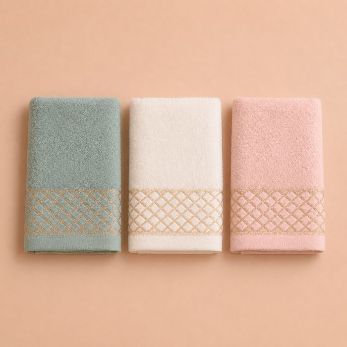 Set Asciugamani 3 Viso + 3 Ospite Ambra 100% Cotone - Maestri Cotonieri Home