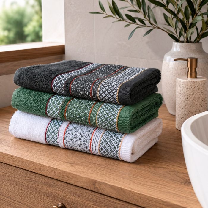 Set Asciugamani 3 Viso + 3 Ospite Zante 100% Cotone - Maestri Cotonieri Home