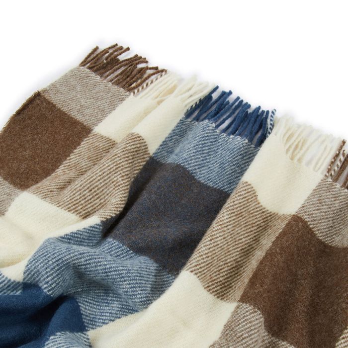 Plaid Adamello Check Frangiato in Pura Lana Vergine 220x250cm - Lanerossi