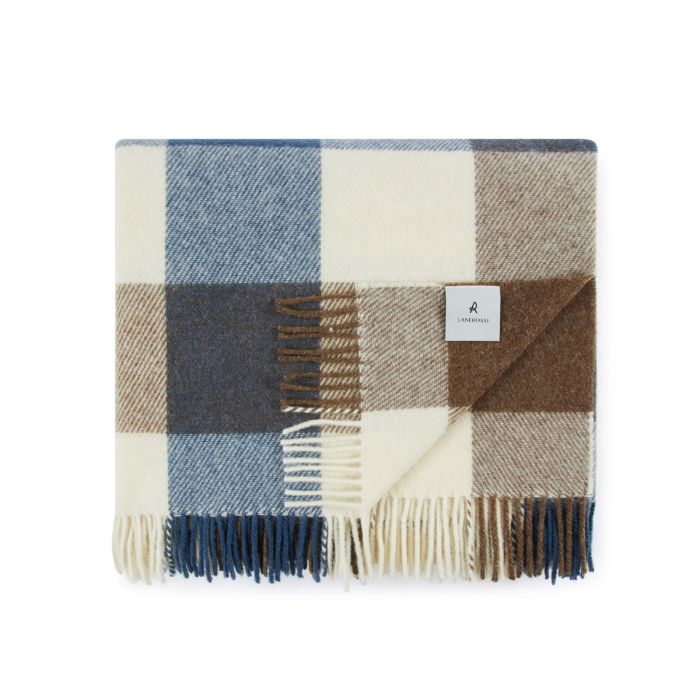 Plaid Adamello Check Frangiato in Pura Lana Vergine 220x250cm - Lanerossi