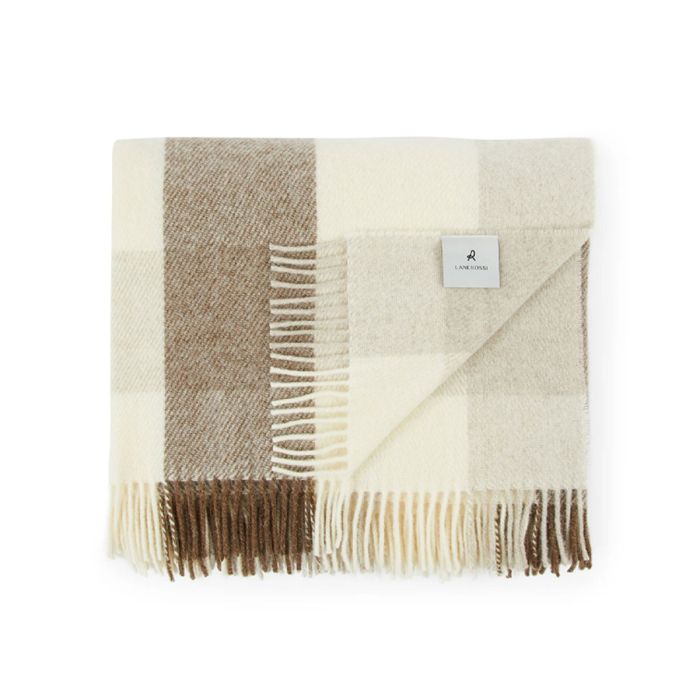 Plaid Adamello Check Frangiato in Pura Lana Vergine 220x250cm - Lanerossi