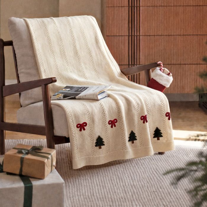 Plaid Natalizio Dolomiti Lavorato a Maglia 130x170 cm - Maestri Cotonieri