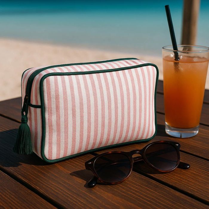 Pochette Portofino Maestri Cotonieri Home in Cotone Rigato con Zip