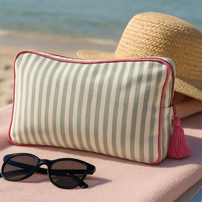 Pochette Portofino Maestri Cotonieri Home in Cotone Rigato con Zip