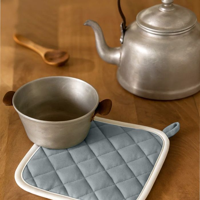 Set 2 Presine da Cucina India Maestri Cotonieri Home in Cotone con Bordo Bianco