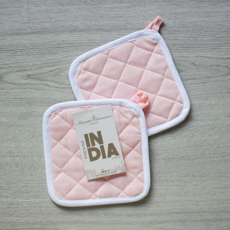 Set 2 Presine da Cucina India Maestri Cotonieri Home in Cotone con Bordo Bianco