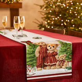 Runner Natalizio Famiglia Teddy Stampa Digitale 100% Cotone - Maestri Cotonieri