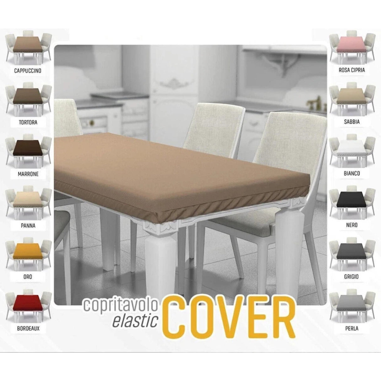 Copritavola Elastic Cover Zucchissime – 6 e 12 Posti Made in Italy