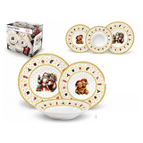 Servizio Piatti Natalizio 18pz Christmas Santa & Teddy Gold - Arca
