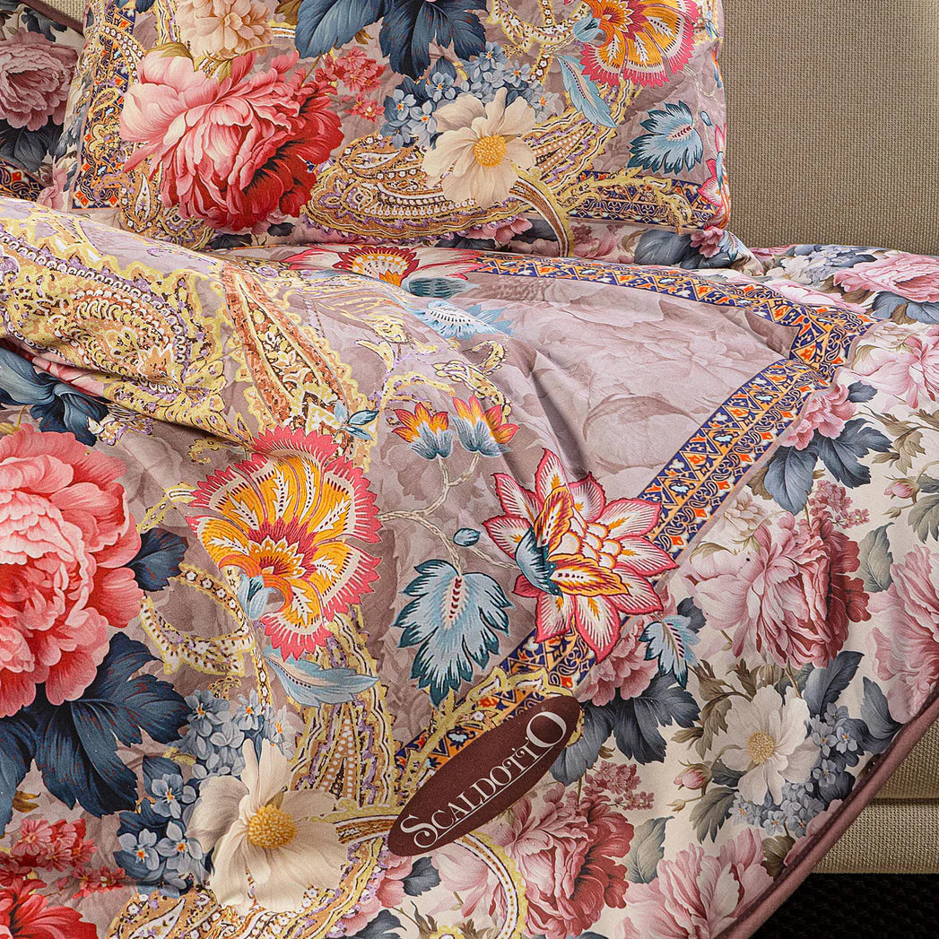 Plaid Scaldotto In Cotone Pettinato Flora - Caleffi