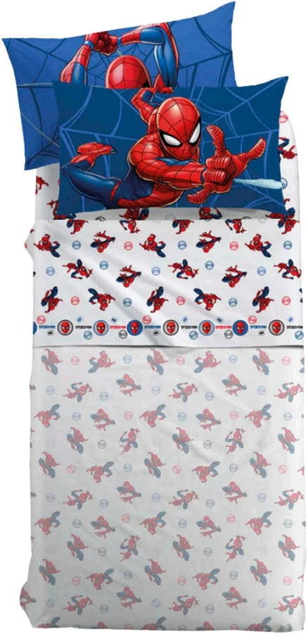 Completo Lenzuola Spider-Man Web 100% Cotone - Caleffi