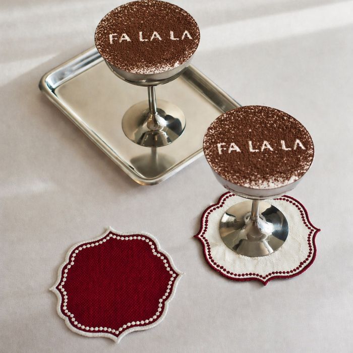 Set 4 Sottobicchieri Natalizi Bon Ton 14x14 cm - Maestri Cotonieri