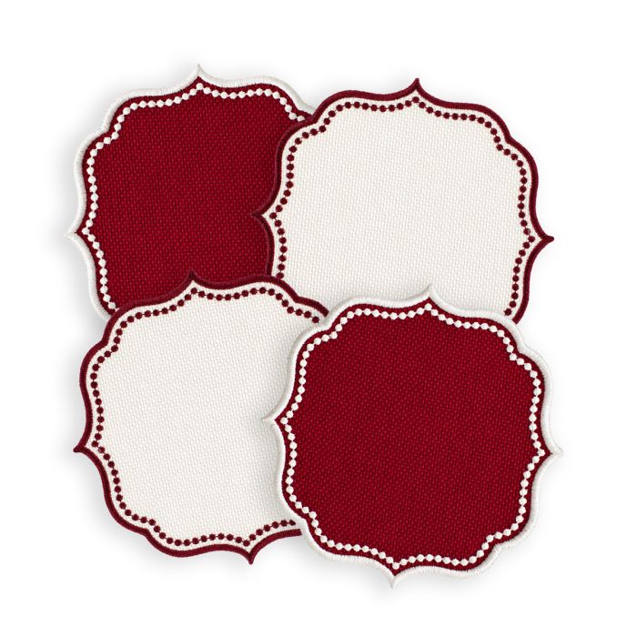 Set 4 Sottobicchieri Natalizi Bon Ton 14x14 cm - Maestri Cotonieri