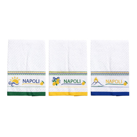 Set 3 Strofinacci Cucina Tourist Karì 50x70 cm in Cotone Made in Italy