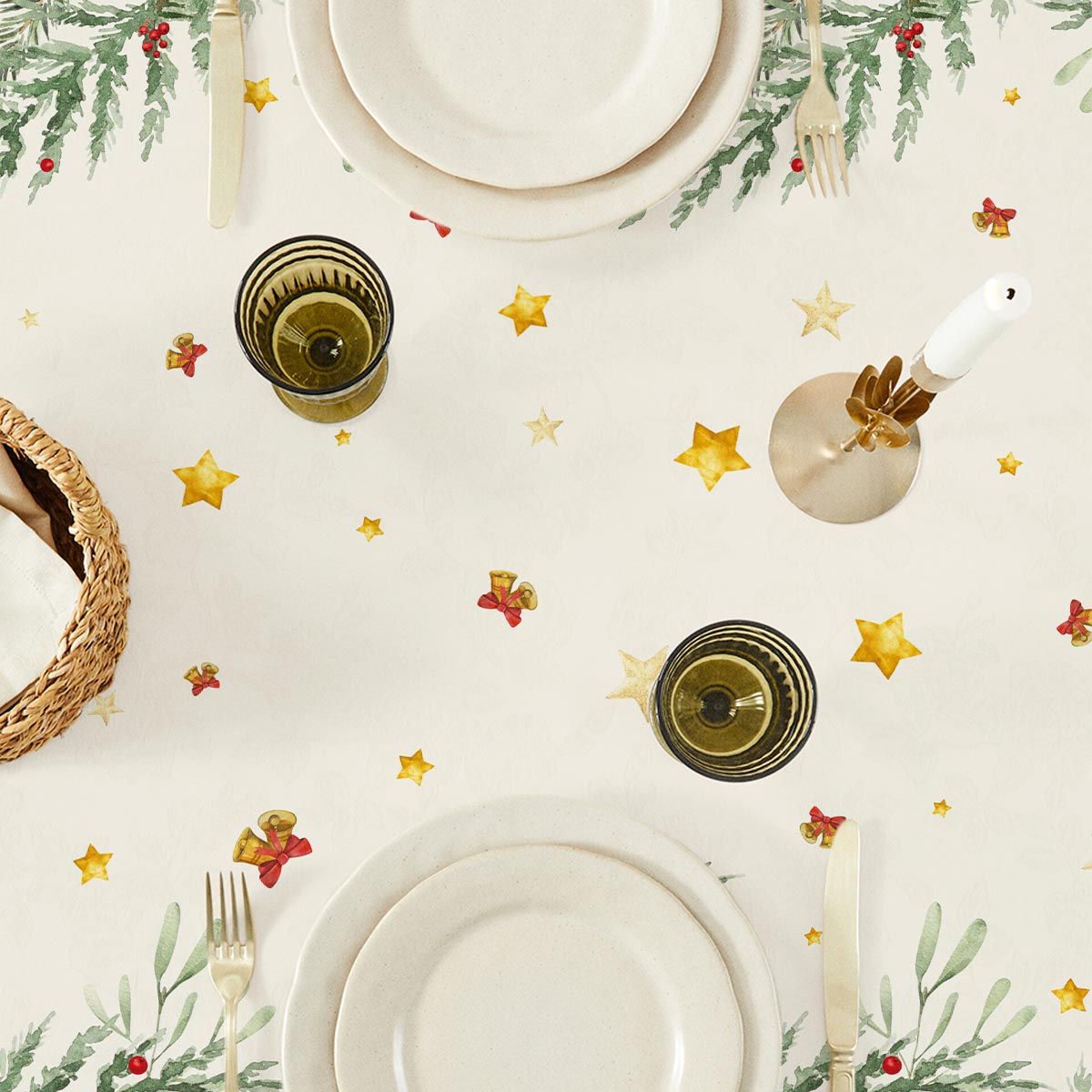 Tovaglia  DECORI DI NATALE x6 - Maestri Cotonieri