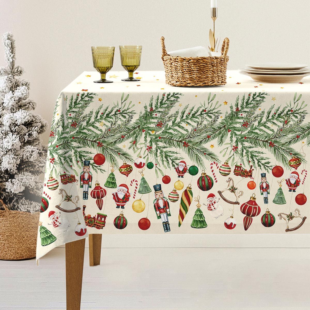 Tovaglia  DECORI DI NATALE x6 - Maestri Cotonieri