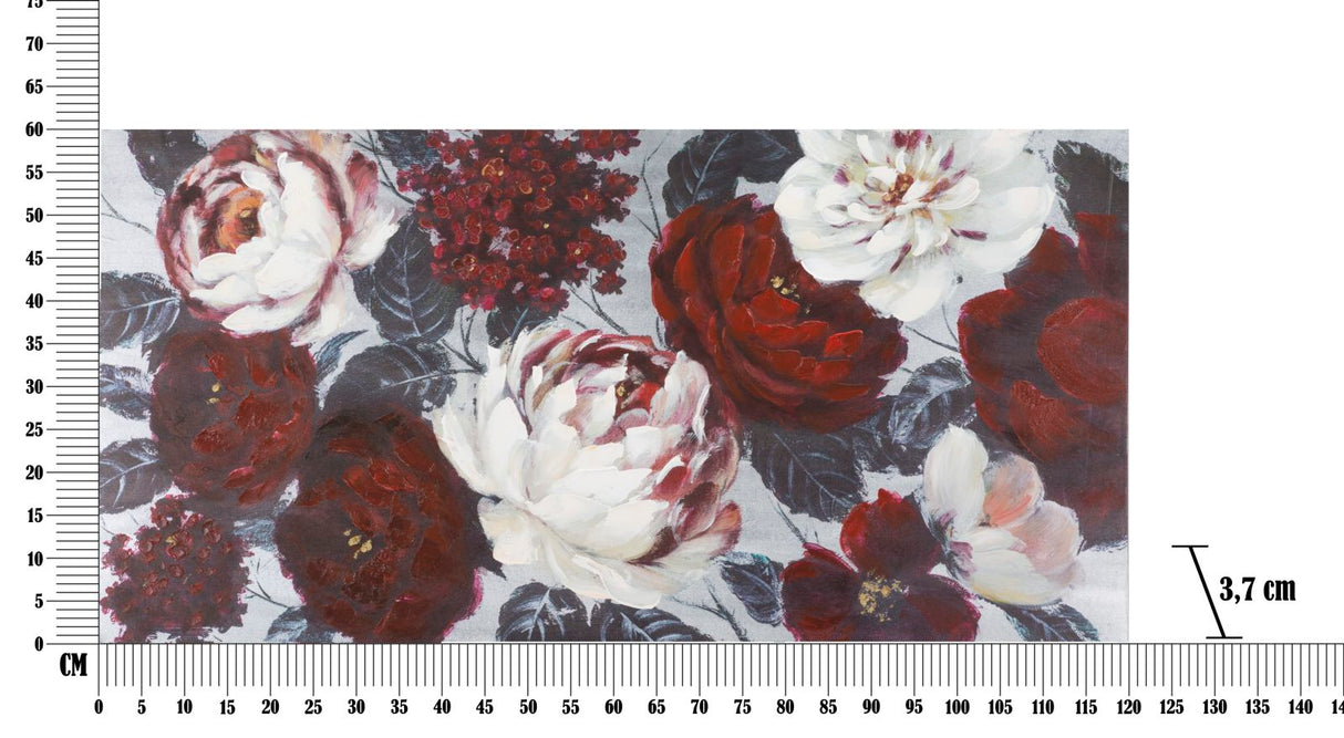 DIPINTO SU TELA WHITE/RED FLOWER DARKBACK CM 120X3,7X60