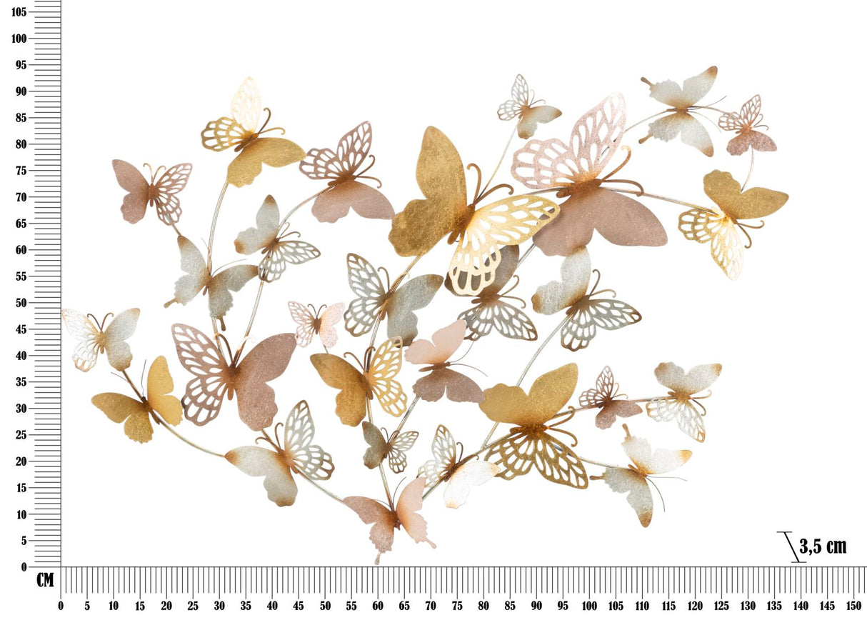 PANNELLO DA MURO BUTTERFLIES ORO/ROSA CM 132X3,5X95,5