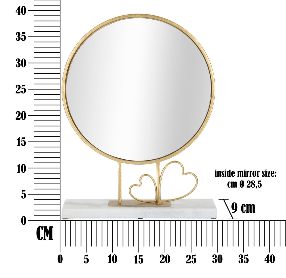 SPECCHIO DA APPOGGIO HEART CM 30X9X39,5