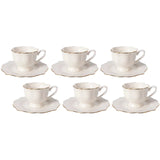 Set 6 Tazzine da Caffè in Porcellana con Piattino Lyanna - Regal Casa