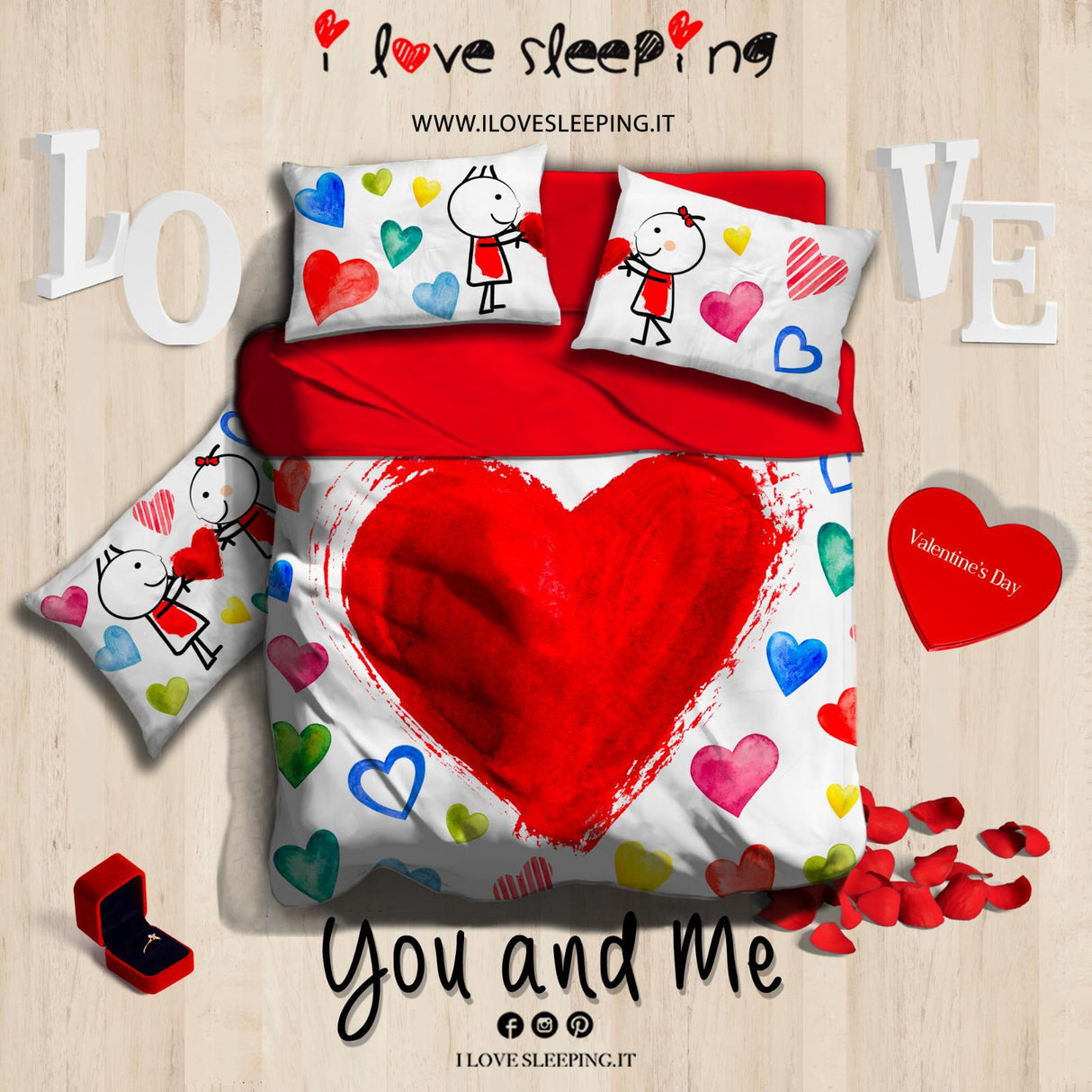 Completo lenzuola copriletto YOU and ME by I love Sleeping