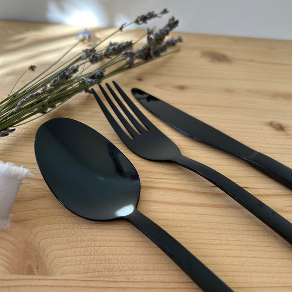 Set di Posate in Legno Nero Wooden Cutlery 18pz