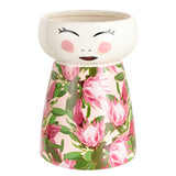 Vaso Decorativo FLORA con Vestito Rosa in Ceramica 18cm - Montemaggi