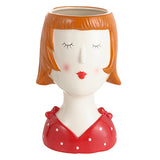 Vaso Decorativo Coco Girl Capelli Rossi Vestito Bordeaux - Montemaggi