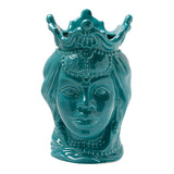 Vaso Decorativo TESTA DI MORO REGINA Turchese in Porcellana - Montemaggi